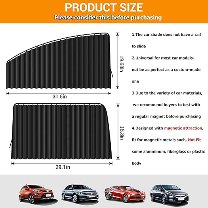 Car Awning 4 PCS - Black Privacy Sunshade